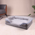 Grey Waterproof Therapeutic Pet Sofa Bed and Fleece Lounge (M Size 74 x 53 x 17 CM) - Low Entry, High Bolster Support & Zipper Removable Cover