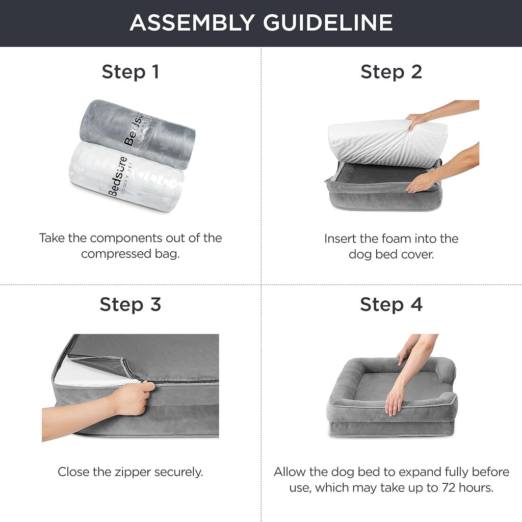 Brown Waterproof Therapeutic Pet Sofa Bed and Fleece Lounge (M Size 74 x 53 x 17 CM) - Low Entry, High Bolster Support & Zipper Removable Cover