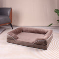 Brown Waterproof  Therapeutic Pet Sofa Bed and Fleece Lounge (XL Size 110 x 82 x 17 CM) - Low Entry, High Bolster Support & Zipper Removable Cover